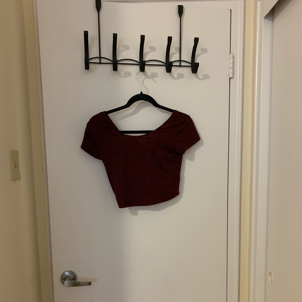Garage Burgundy Heathered Crop Top